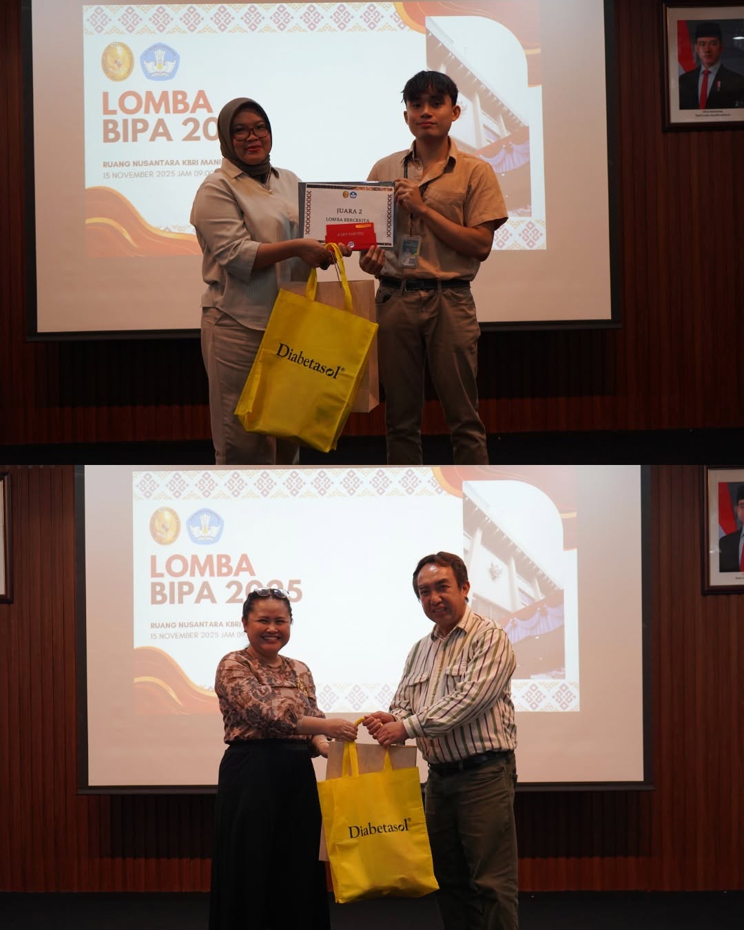 Kolase momen pemberian penghargaan lain dalam Lomba BIPA 2025
