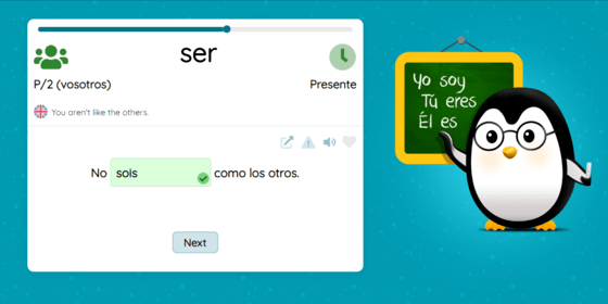 Interfaz de práctica de Linguno